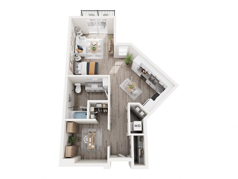 a floor plan for a unit with a bedroom and a bathroom